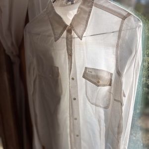 Vince Size 6 Flowy White Button Down